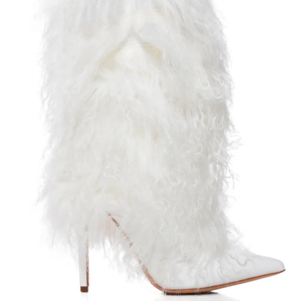 Azalea Wang White Mohair Fur Boot